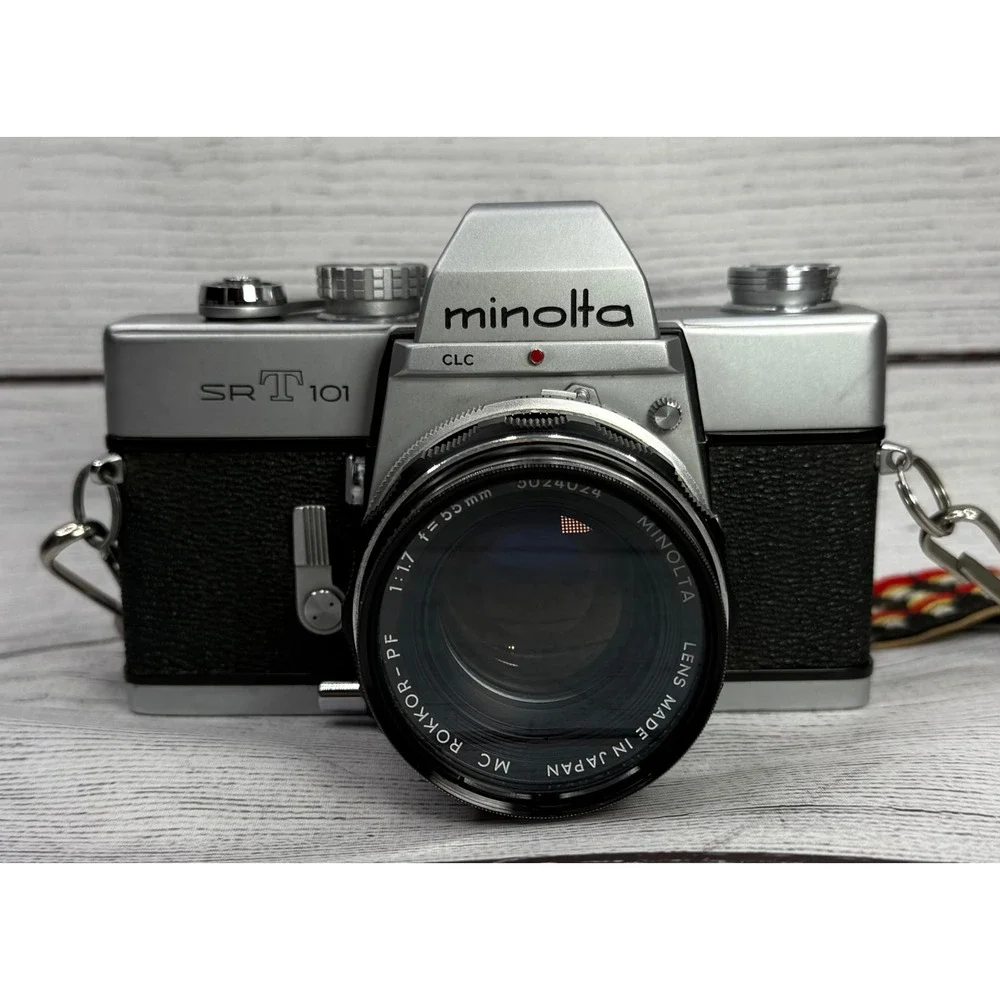 Minolta SRT 101‎ 35mm SLR Film Camera with MC Rokkor-PF 55mm f1.7 Lens Silver